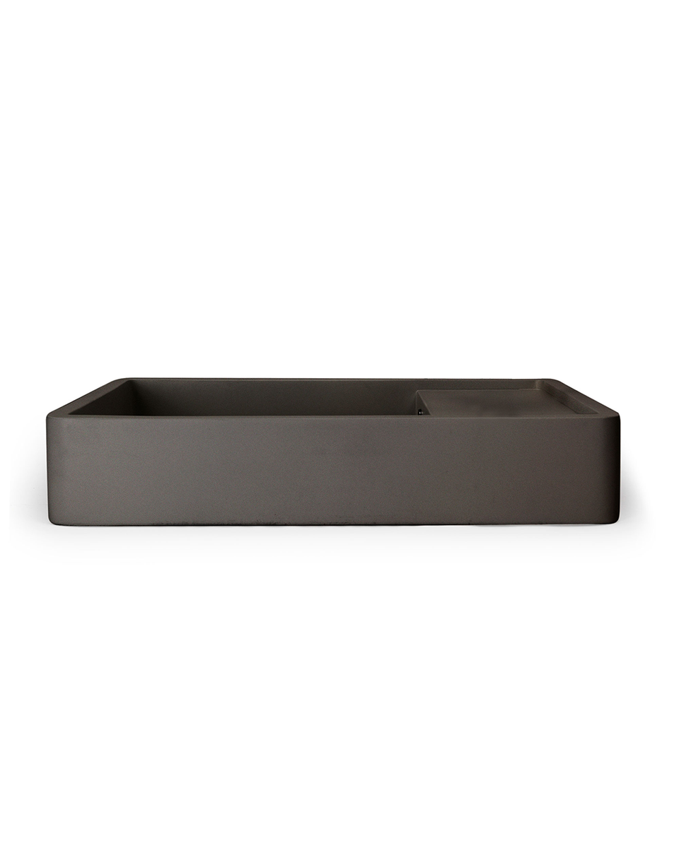 Nood Co Shelf 03 Basin - Overflow - Wall Hung (Charcoal,No Tap Hole,Brass)