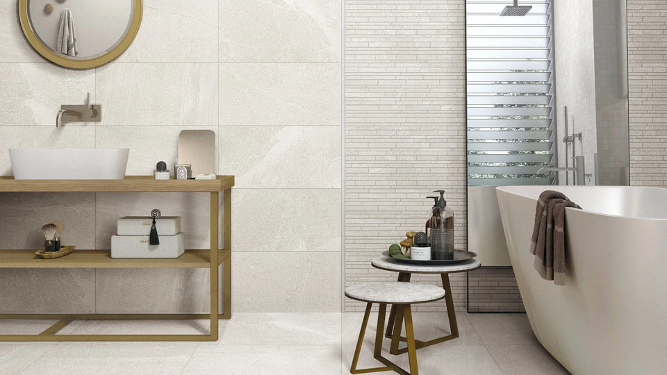 Shell White 600X600 Structured — in a room