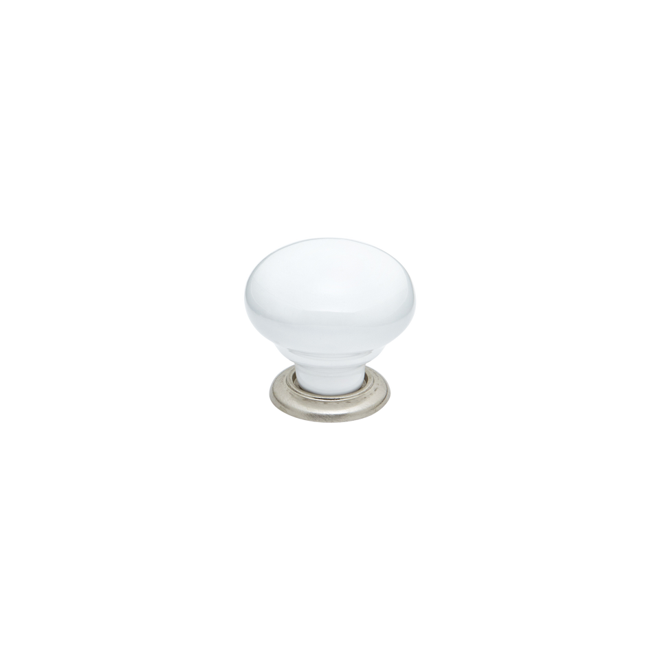 Momo Trianon Round Knob 35mm White & Brushed Nickel