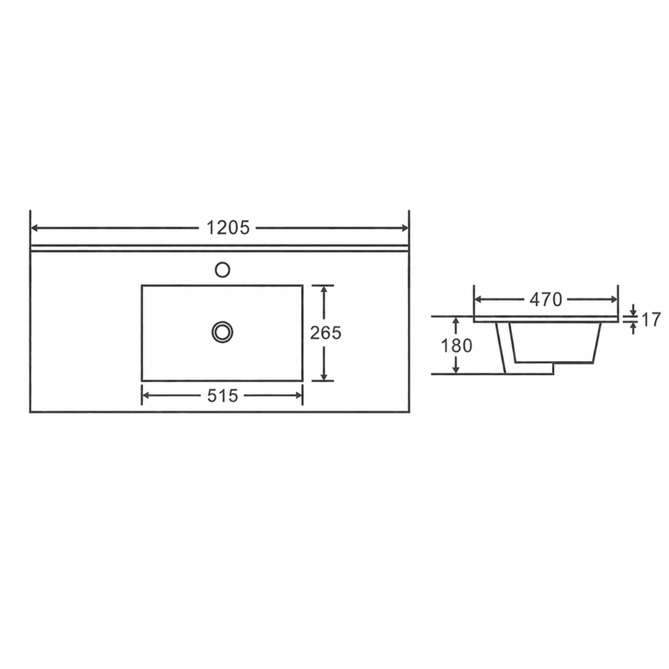 Bella 1200mm Freestanding Cabinet Notaio Walnut - TOP-120-dim