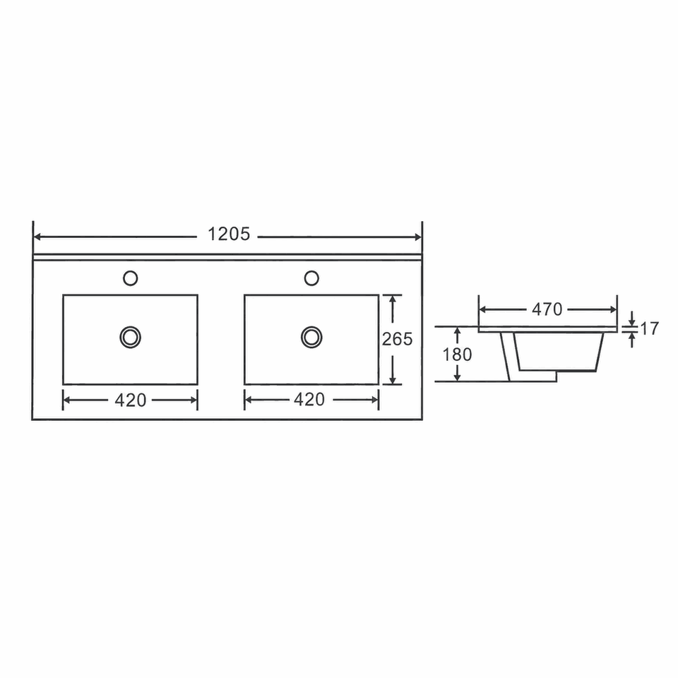 Hera 1200mm Wall Hung Vanity Black Oak - TOP-120D-dim