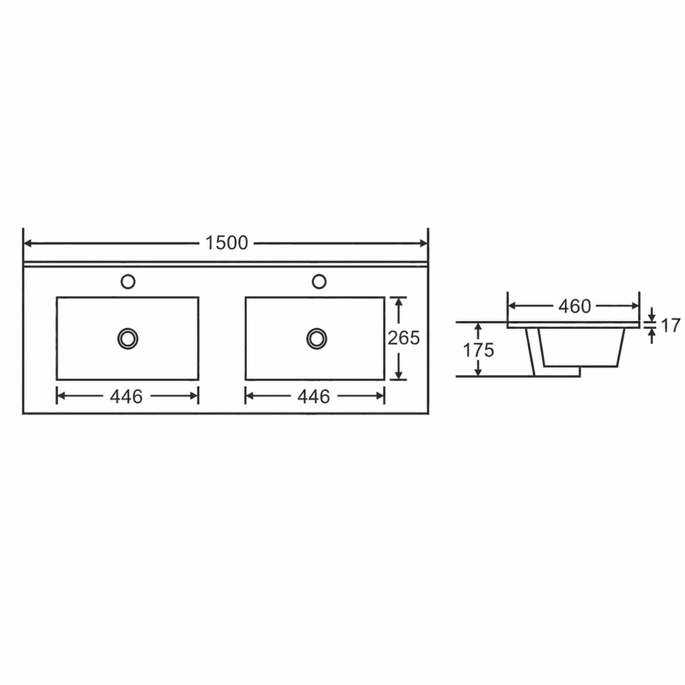 Bella 1500mm Freestanding Cabinet Notaio Walnut - TOP-150D-dim