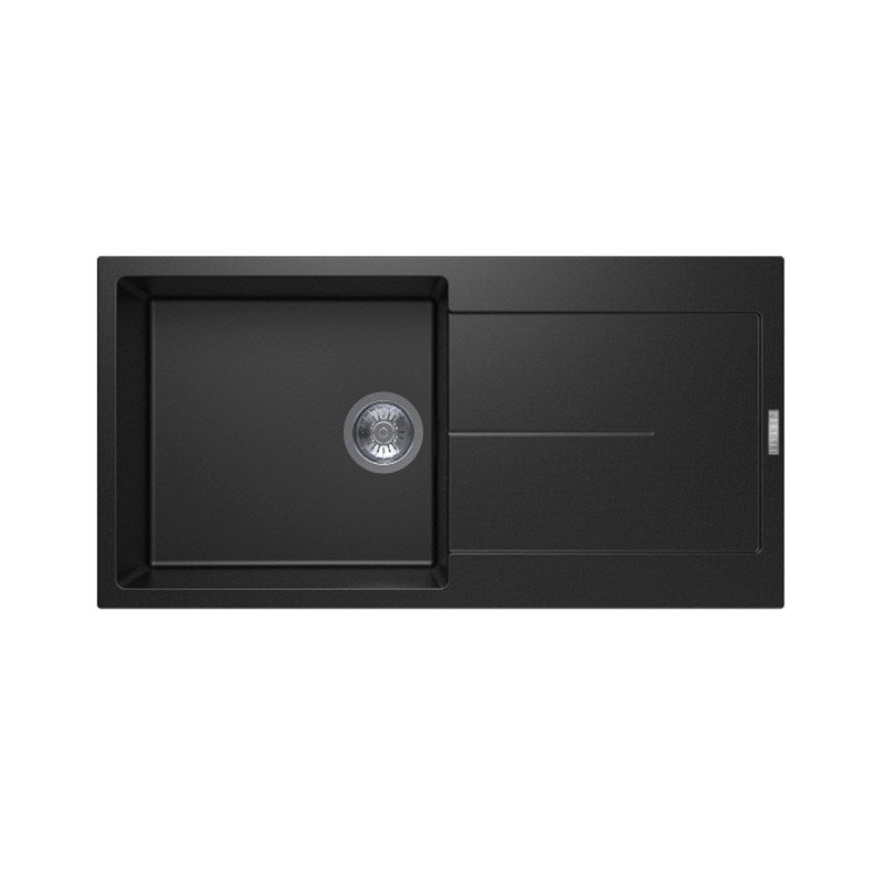 1000x500mm Metallic Black Quartz Kitchen Sink Single Bowl Reversible Topmount (TWM-ED100L)