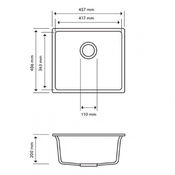 457x406mm White Granite Kitchen Sink Single Bowl Multi Mount Installation (WH4540.KS)