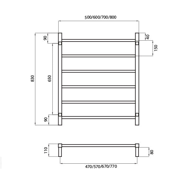 Radiant Non-heated Square Ladder