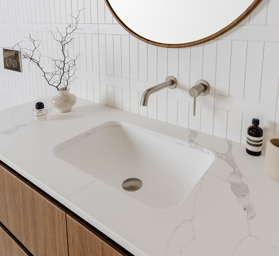 ADP Thea Curved Wall Hung Vanity Ceramic Benchtop - 1500mm Double Bowl (TEAFAW1500WHDCE)