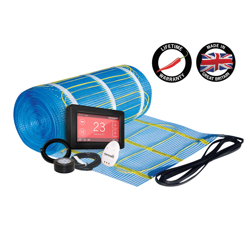 Thermogroup Thermonet 200W/m² In Screed and Bathroom Heating Kit – Black Dual Controller (112018TDB)