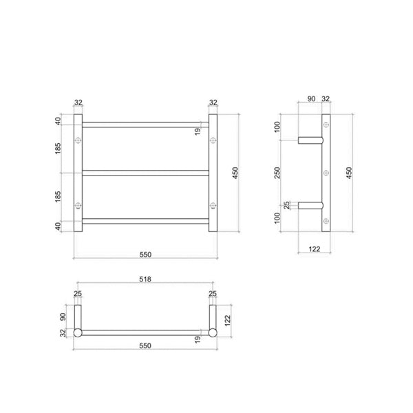 Thermogroup Straight Round Budget Ladder Heated Towel Rail