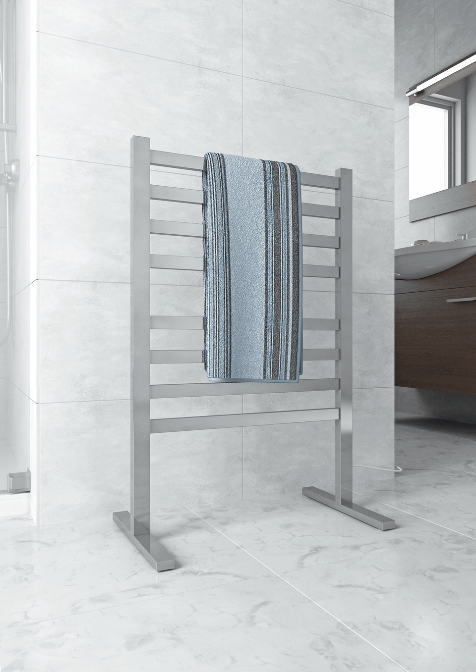 Thermogroup FS55E Straight Flat Free-Standing Polished Heated Towel Rail (FS55E) 2