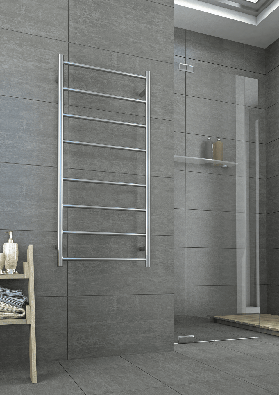 Thermogroup SRB27M Brushed Straight Round Ladder Heated Towel Rail (SRB27M) 2