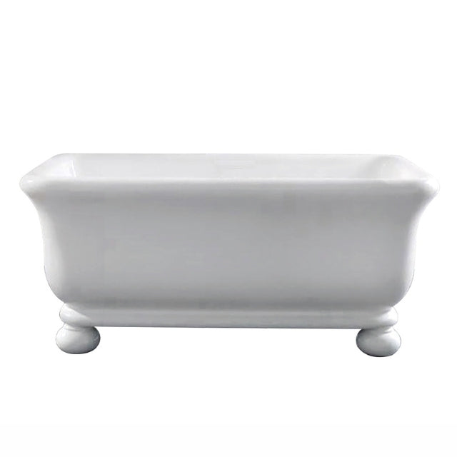 Turner Hastings Kirkham 160 x 85 TitanCast Solid Surface Freestanding Bath with Ball Feet - Gloss White / Without Overflow (KIF1600TCB-GW)