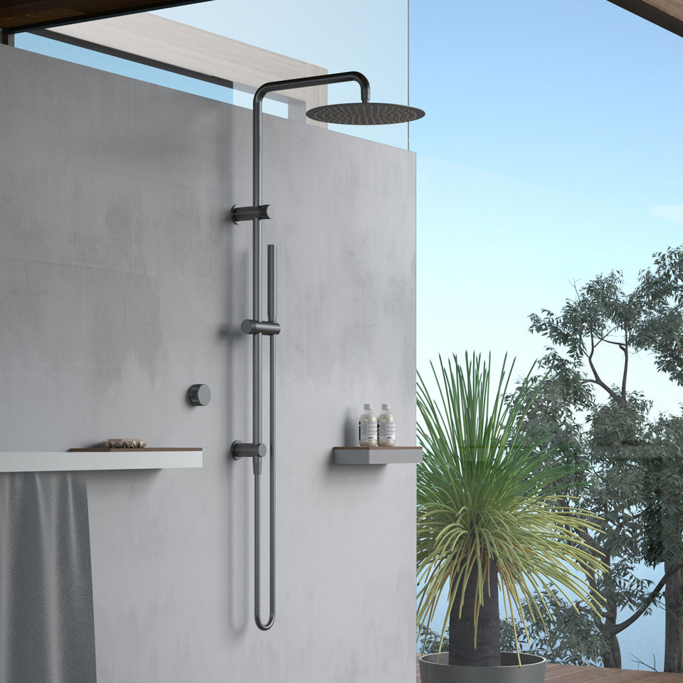 Caroma Elvire Rail Shower with Overhead 300mm - Gunmetal (CAEL0042GM3A)