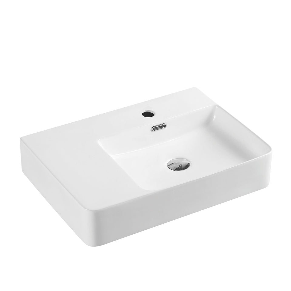 Mercio VENTO 60ML Rectangular Left Hand Wall Hung Basin - VENTO60ML2