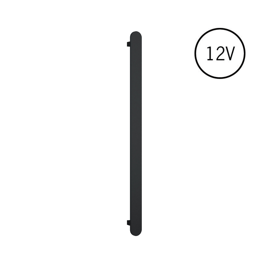 Thermogroup VP900B Matt Black Flat Pill 12V Vertical Single Heated Towel Rail (VP900B)