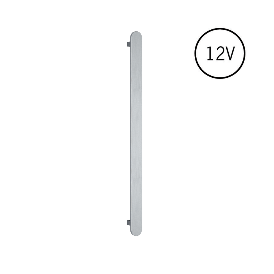 Thermogroup Flat Pill 12V Vertical Single Heated Towel Rail - Brushed Stainless Steel (VP900BR)