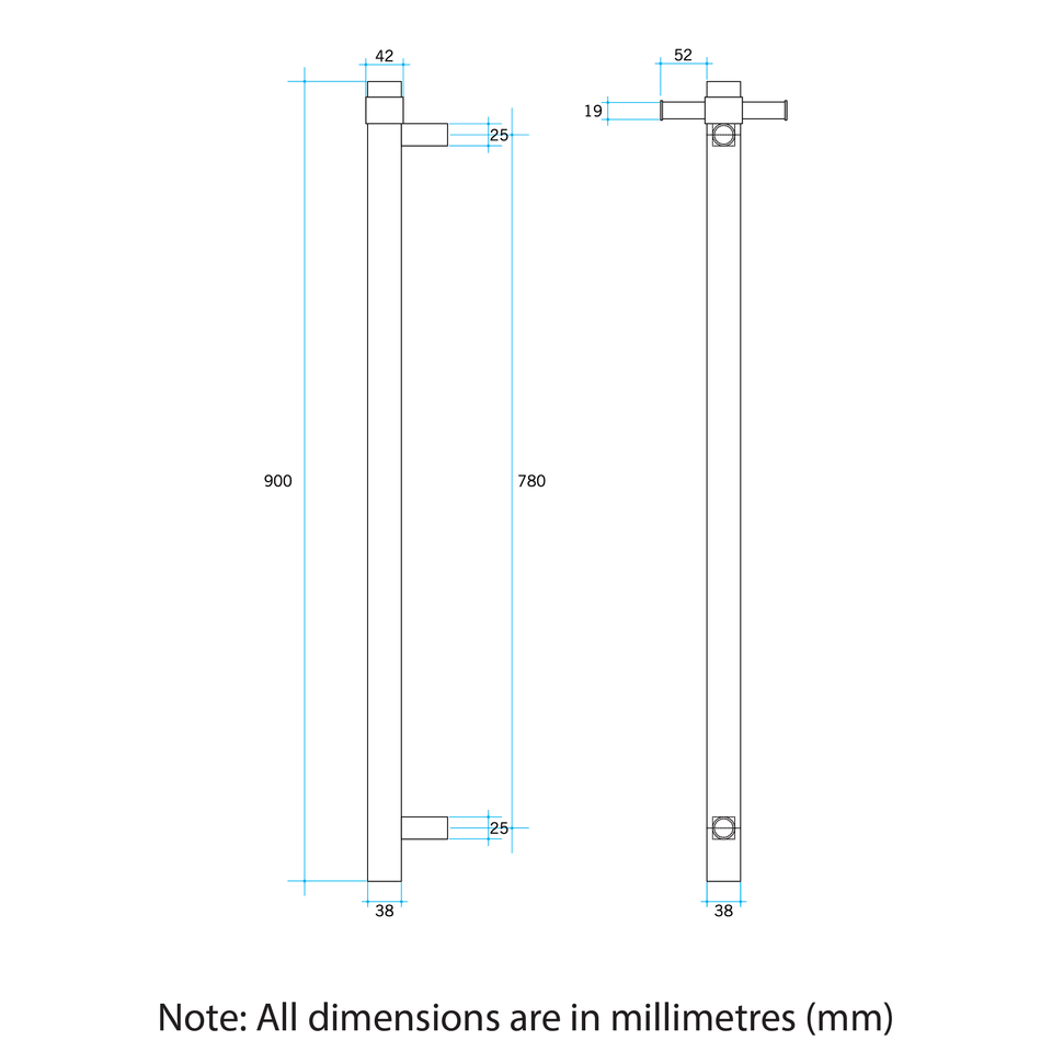 Thermogroup Round Non-Heated Vertical Single Towel Rail