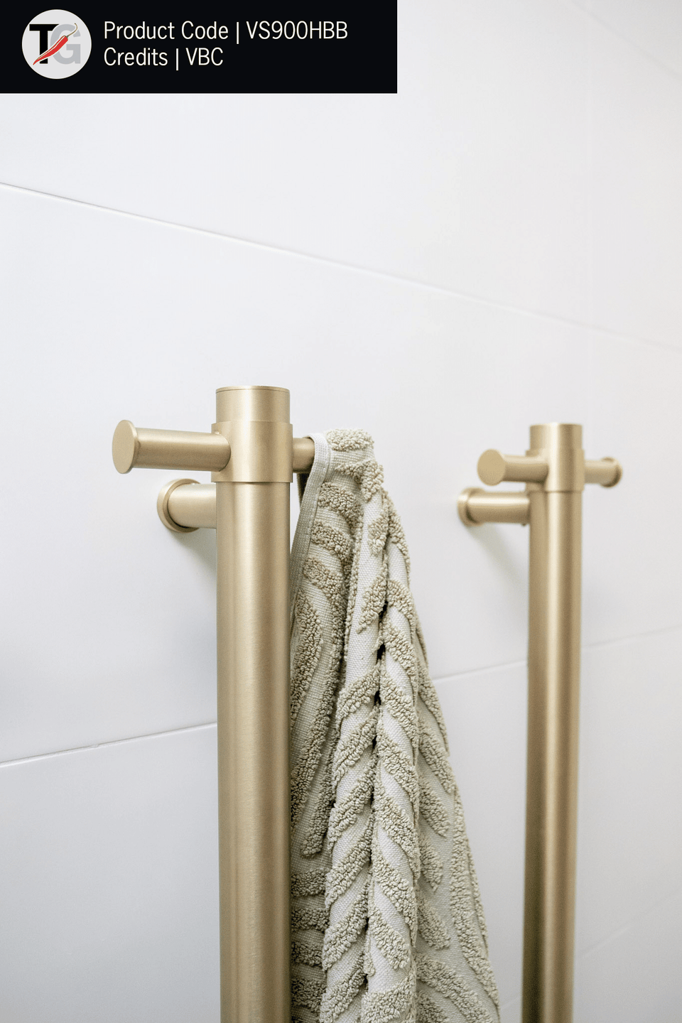 Thermogroup Straight Round Vertical Single Heated Towel Rail