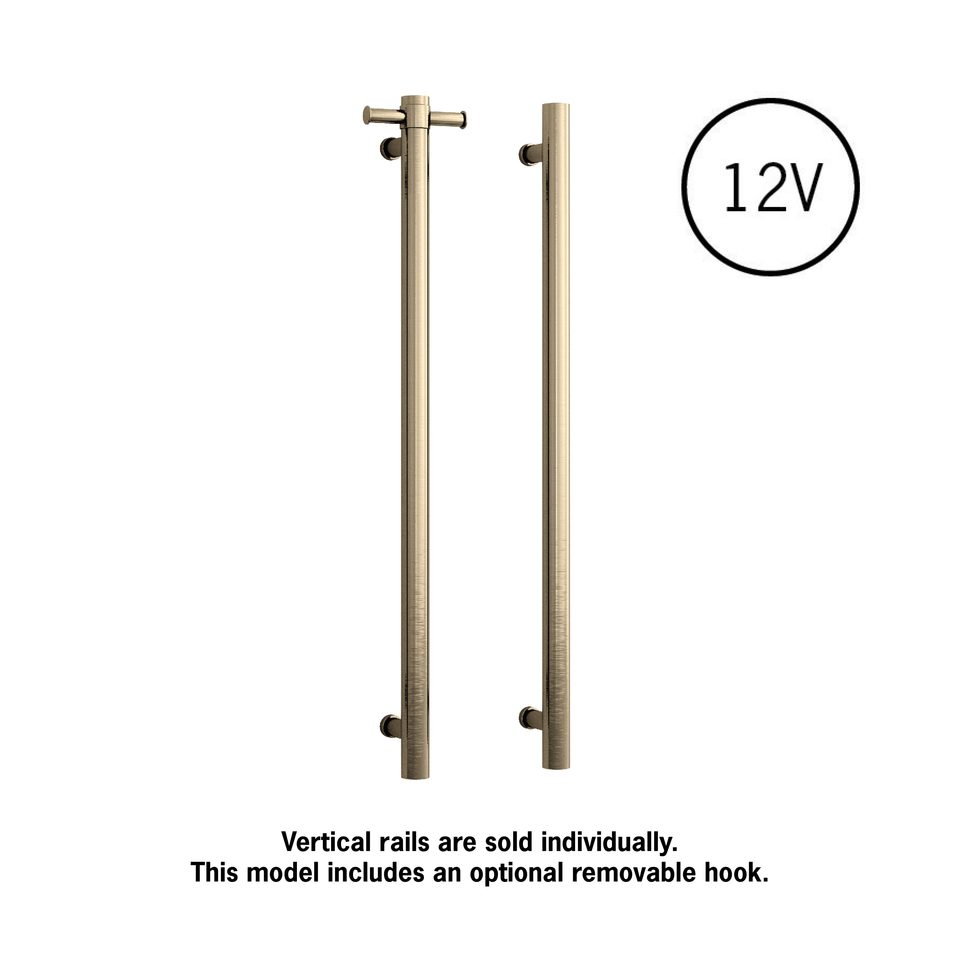 Thermogroup Straight Round Vertical Single Heated Towel Rail