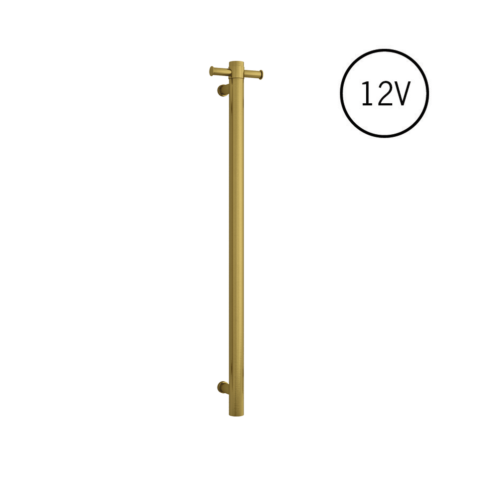 Thermogroup VS900HBG Brushed Gold Round Vertical Single Heated Towel Rail (VS900HBG)