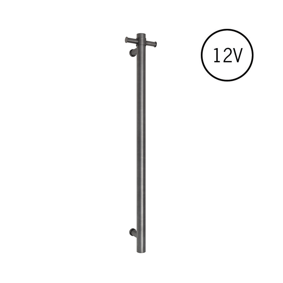Thermogroup Straight Round Vertical Single Heated Towel Rail - Brushed Gun Metal (VS900HBGM)