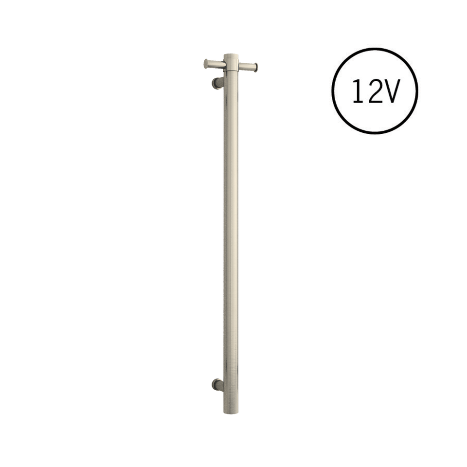 Thermogroup Straight Round Vertical Single Heated Towel Rail - Brushed Nickel (VS900HBN)