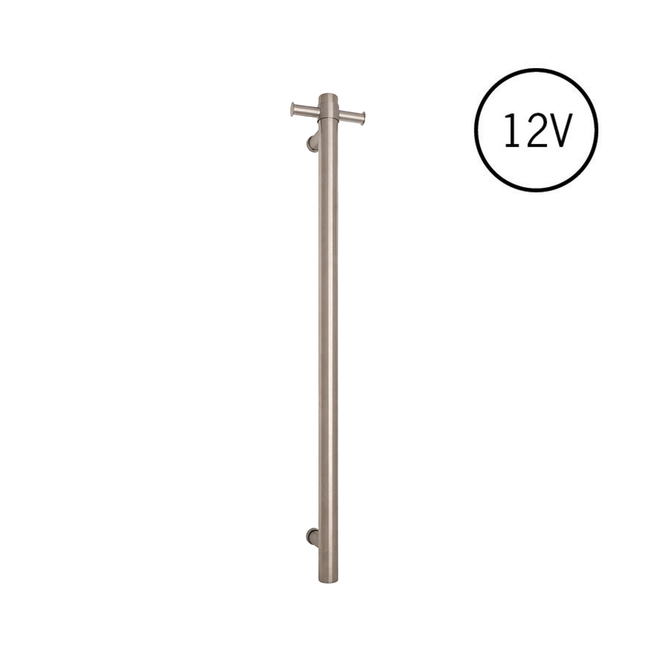Thermogroup VS900HBR Brushed Round Vertical Single Heated Towel Rail (VS900HBR)