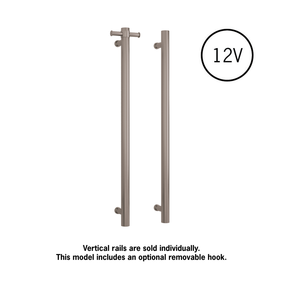 Thermogroup VS900HBR Brushed Round Vertical Single Heated Towel Rail (VS900HBR) 2
