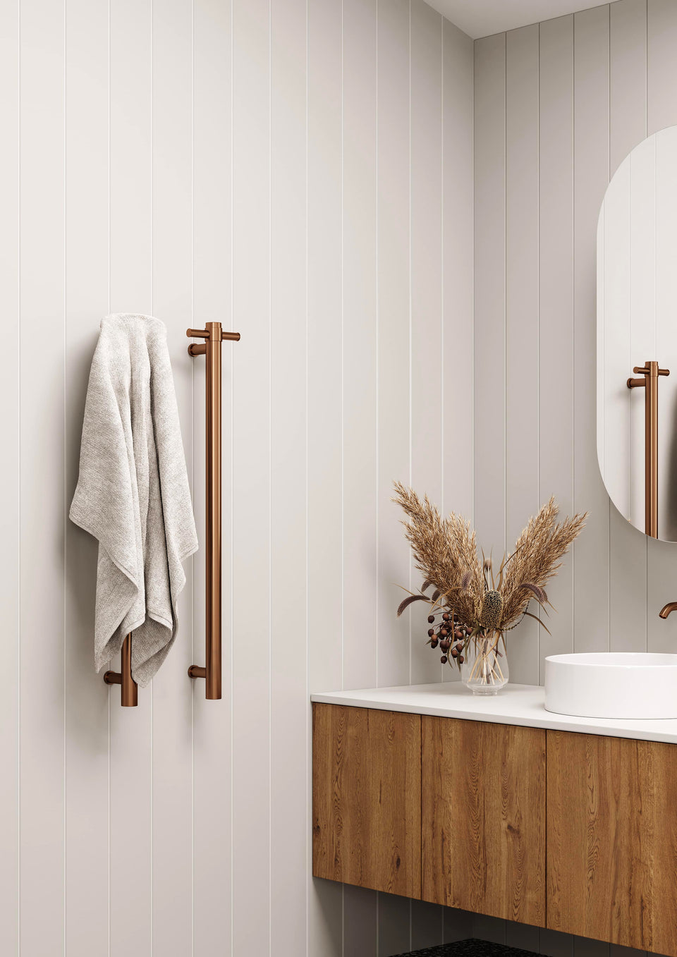 Thermogroup VS900HBZ Brushed Bronze Round Vertical Heated Rail (VS900HBZ) 5