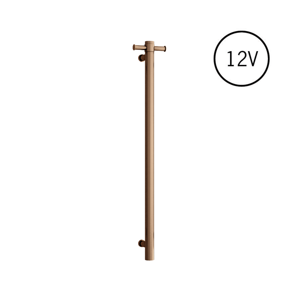 Thermogroup Straight Round Vertical Single Heated Towel Rail - Brushed Bronze (VS900HBZ)