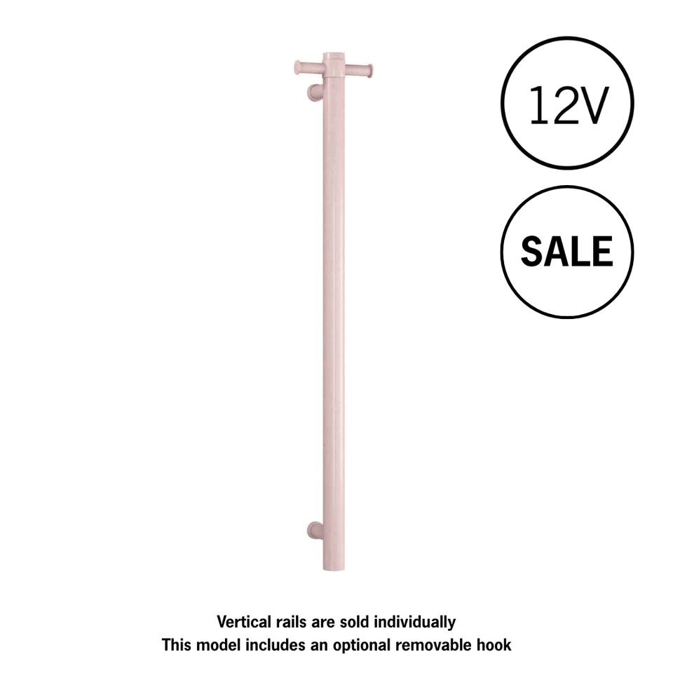 Thermogroup VS900HDP Dusty Pink Straight Round Vertical Single Heated Towel Rail (VS900HDP)