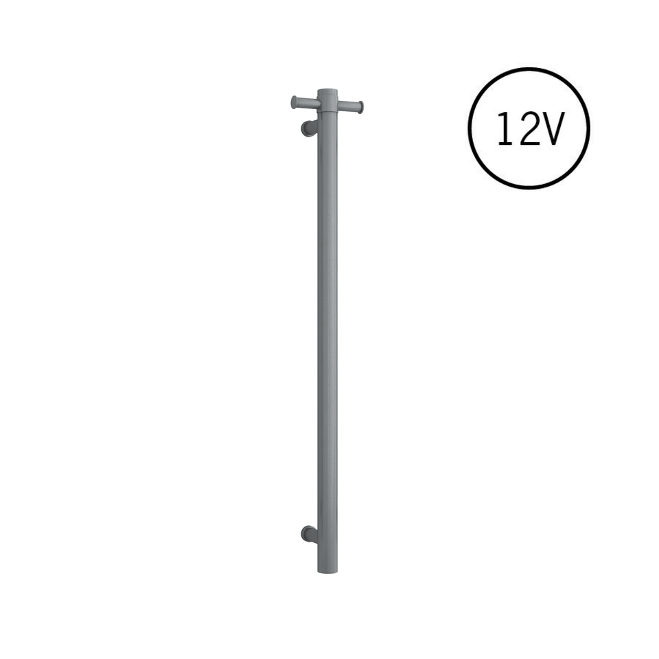 Thermogroup Straight Round Vertical Single Heated Towel Rail - Gun Metal (VS900HGM)