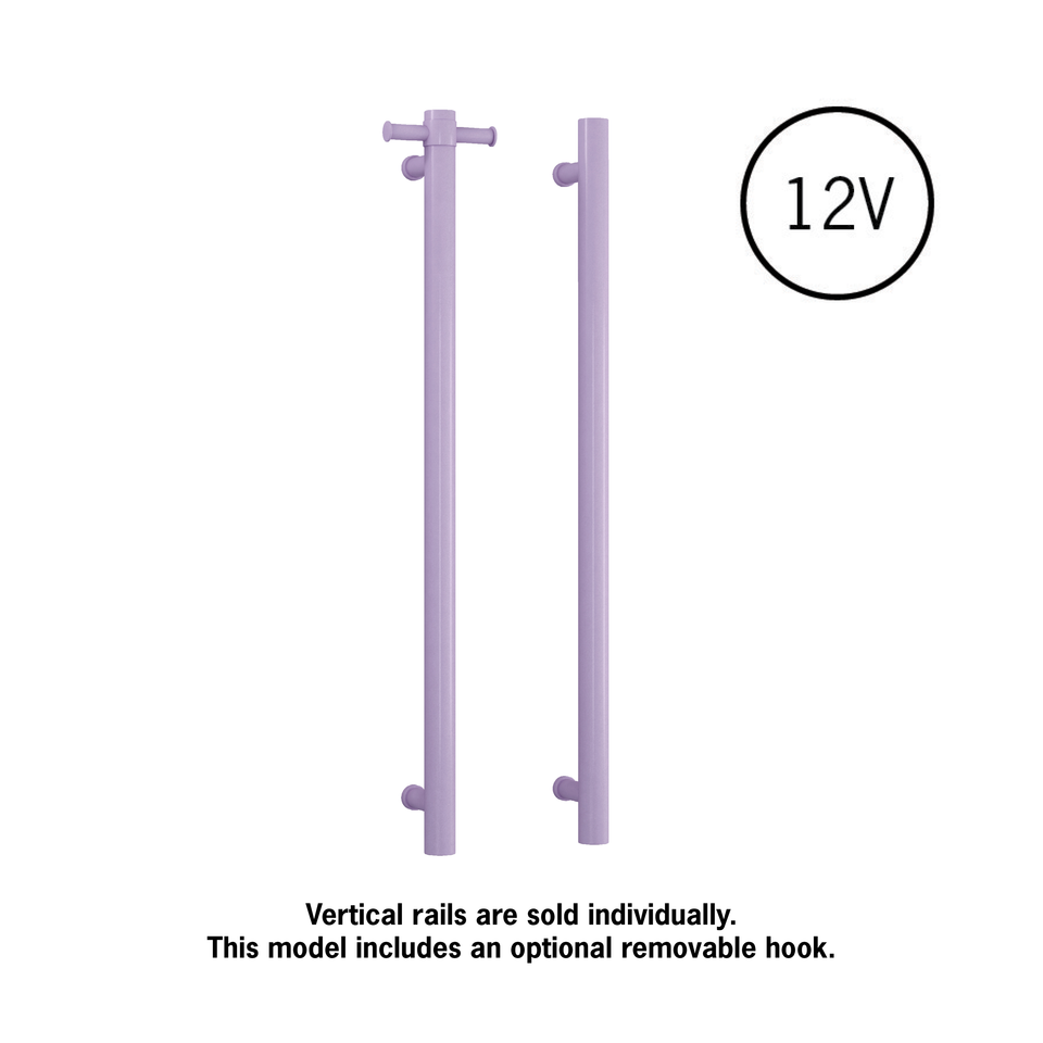 Thermogroup VS900HLS Lilac Satin Straight Round Vertical Single Heated Towel Rail (VS900HLS) 2