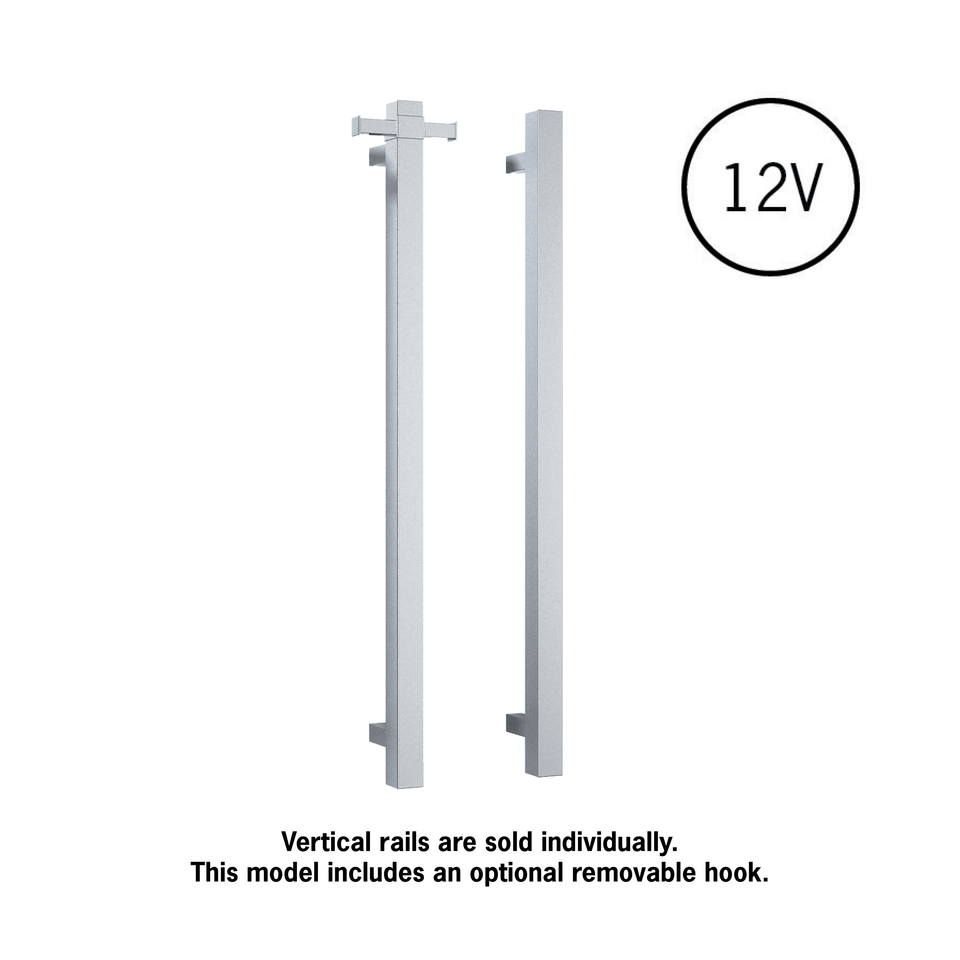 Thermogroup VS900SH Square Vertical Single Bar Polished Heated Towel Rail (VS900SH) 2