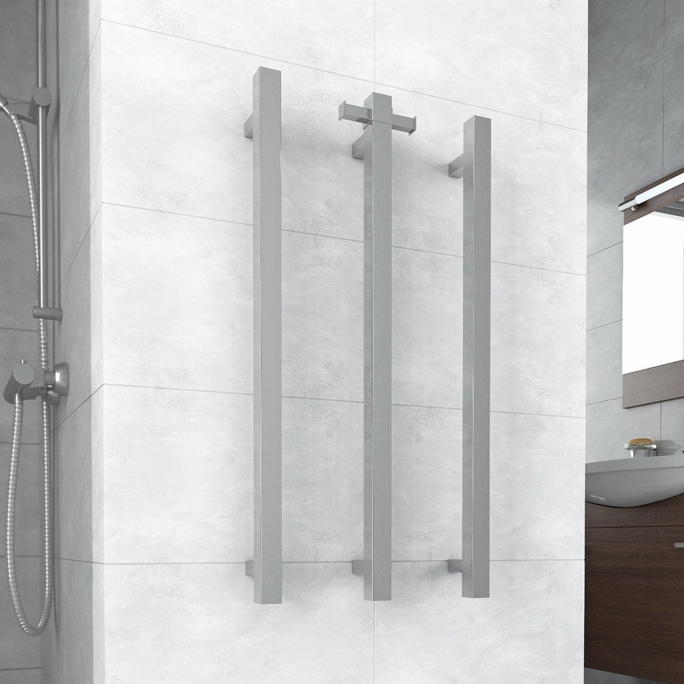 Thermogroup VS900SH Square Vertical Single Bar Polished Heated Towel Rail (VS900SH) 5