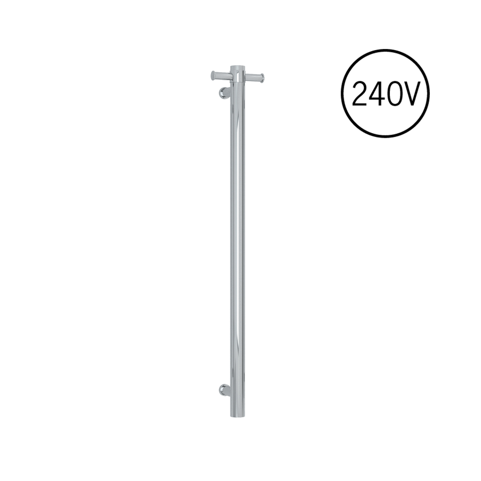 Thermogroup VSH900H Round 240Volt Vertical Single Polished Heated Towel Rail (VSH900H)