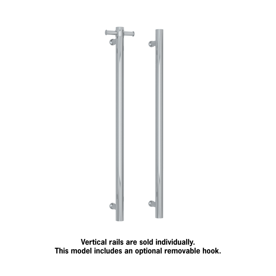 Thermogroup VSH900H Round 240Volt Vertical Single Polished Heated Towel Rail (VSH900H) 2