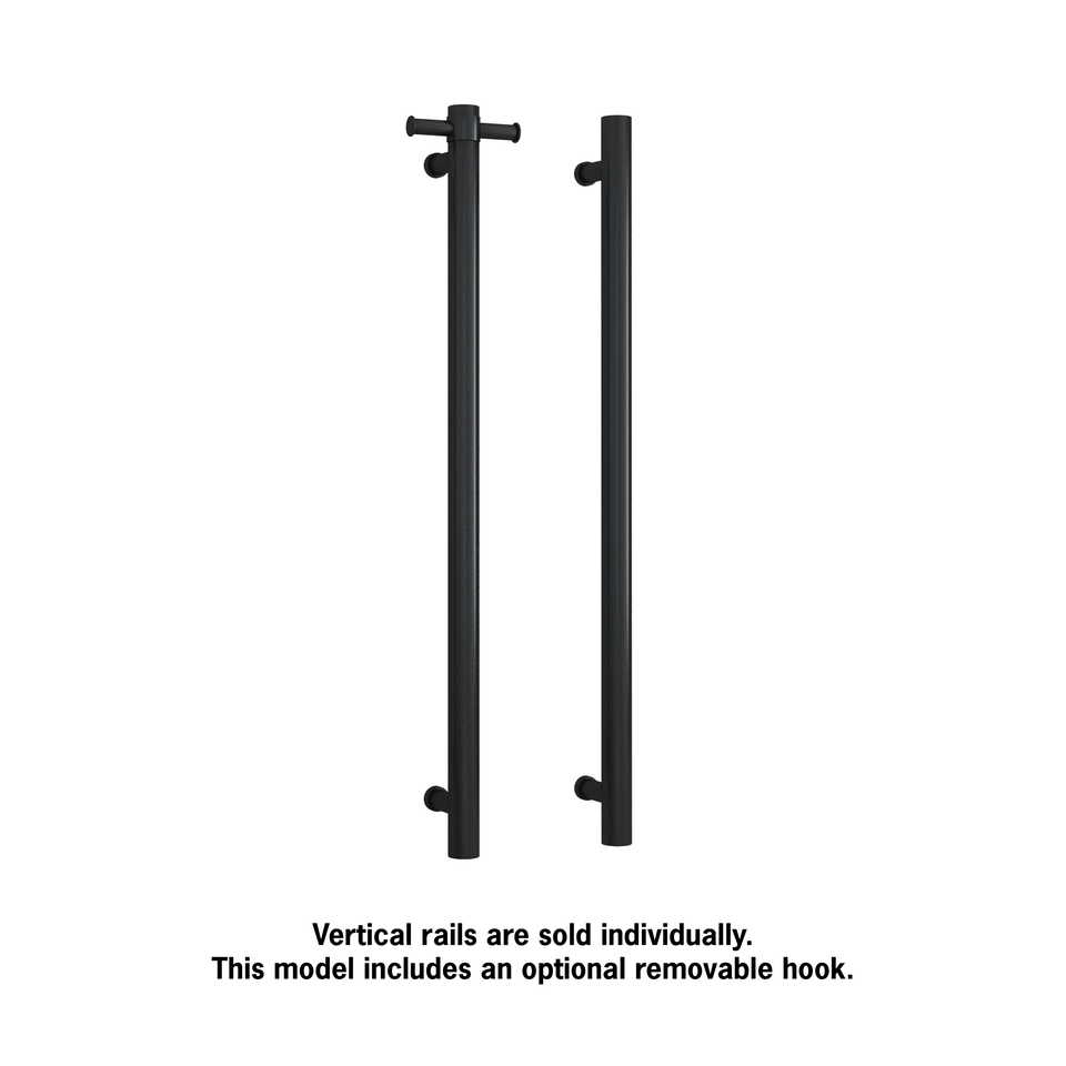Thermogroup VSH900HB Matt Black Round 240Volt Vertical Single Heated Rail (VSH900HB) 2