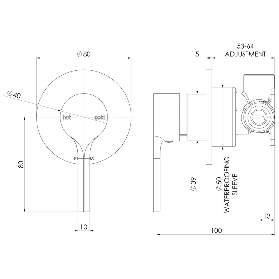 Phoenix Vivid Slimline Oval SwitchMix Shower / Wall Mixer (Fit-Off Kit Only)