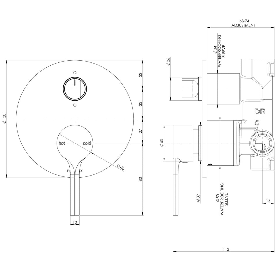 Phoenix Vivid Slimline Oval SwitchMix Shower/Bath Diverter Mixer