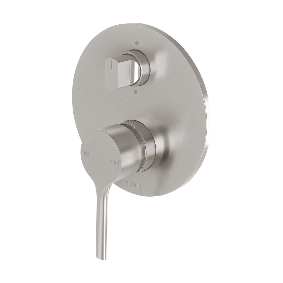 Phoenix Vivid Slimline Oval SwitchMix Shower/Bath Diverter Mixer - Brushed Nickel (VV2910-40)