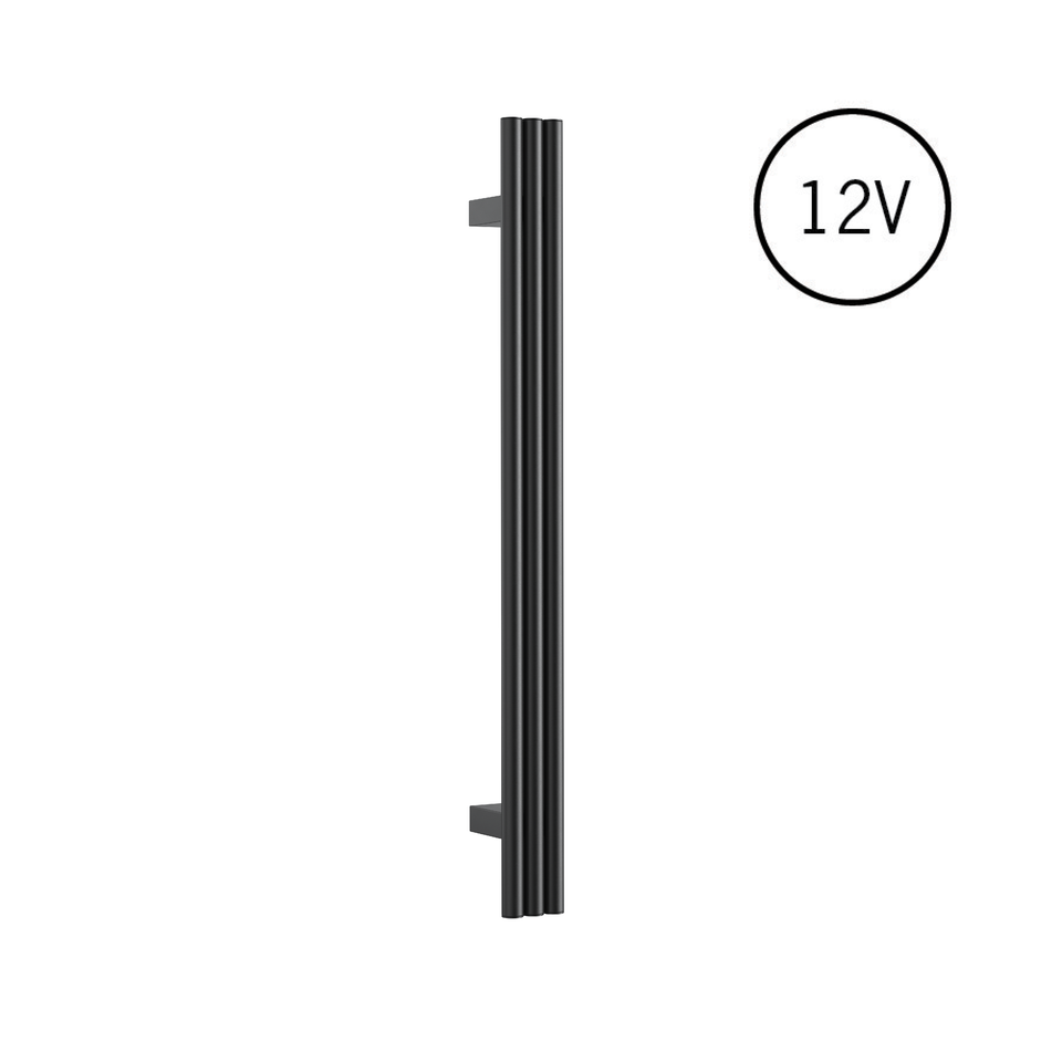 Thermogroup VW900B Matt Black Triple Tube Vertical Single Heated Towel Rail (VW900B)