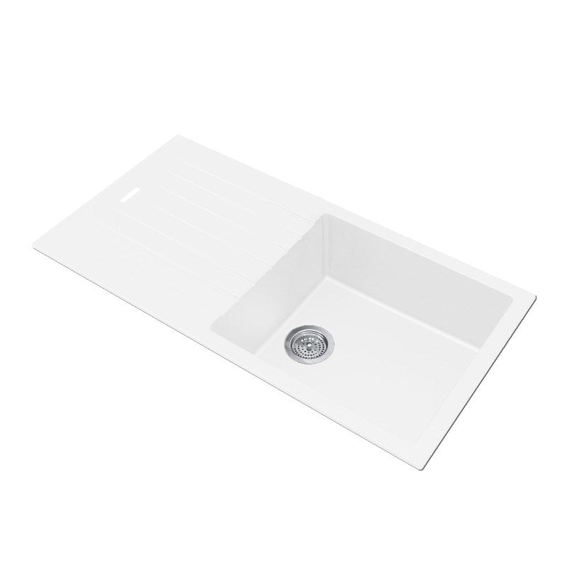 1000x500x200mm White Granite Stone Kitchen Sink with Drainboard Top/Undermount (WH1050.KS)