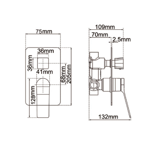 Rumia Brushed Gunmetal Grey Shower Wall Mixer With Diverter Solid Brass Wall Mounted (BUGM0155-2.ST)