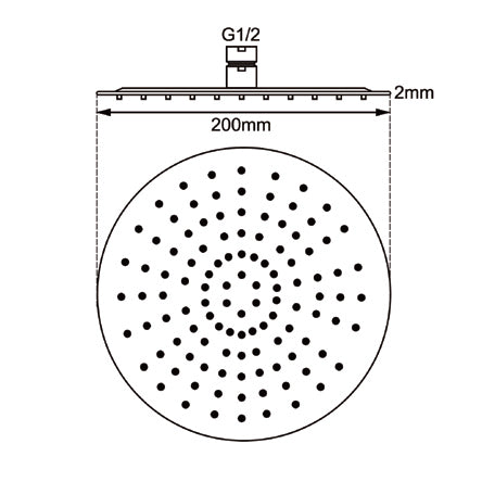 Aquaperla 200mm 8" Stainless Steel 304 Super-slim Round Rainfall Shower Head (CH0119.SH)
