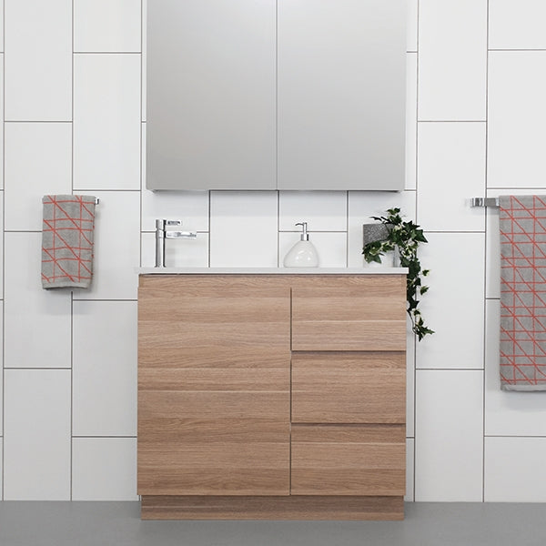 ADP Glacier Lite Ensuite Door and Drawer Trio Vanity Solid Surface Top