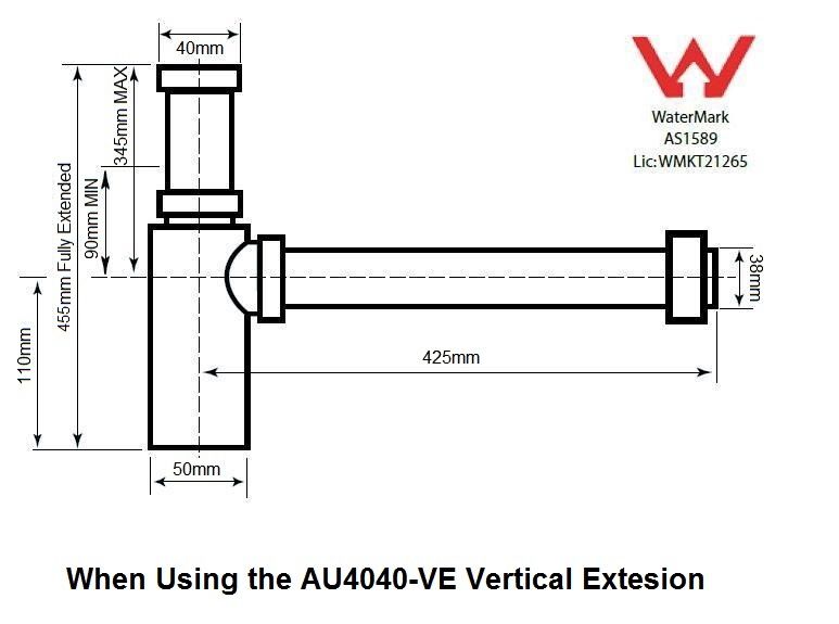 Turner Hastings Vertical Extension Pipe for Aurora Bottle P Trap