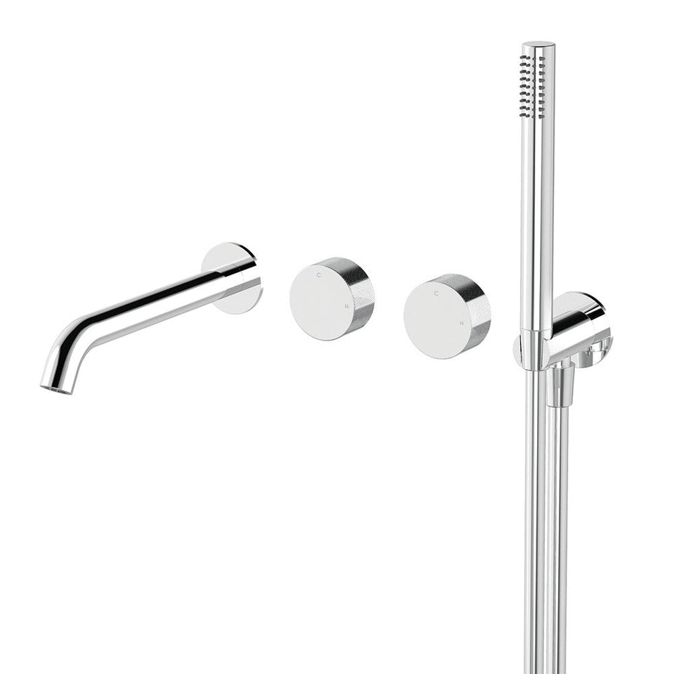 Arcisan Vierra Twin Mixer with Handshower and 220mm Spout - Brushed Nickel (RR012480.SN + ARB4141)