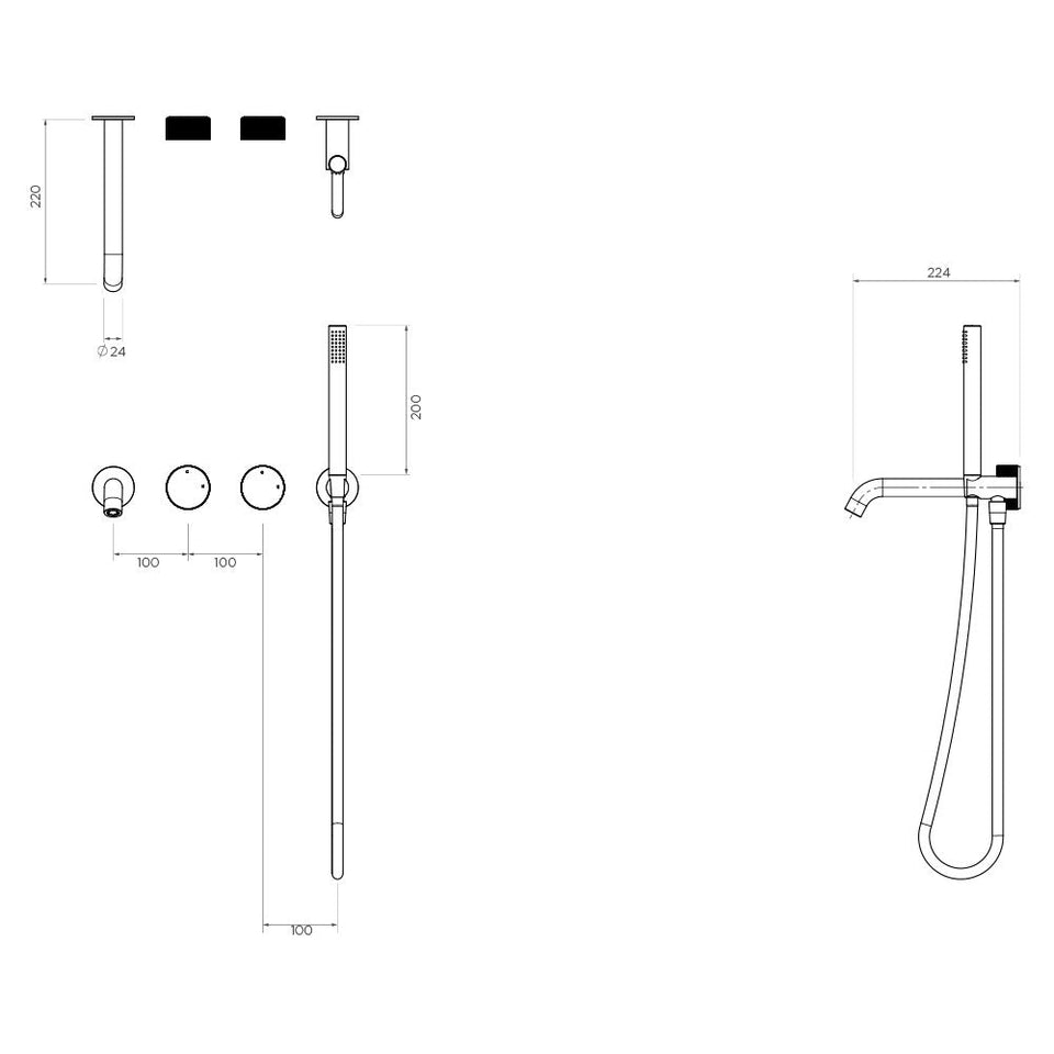 Arcisan Vierra Twin Mixer with Handshower and 220mm Spout