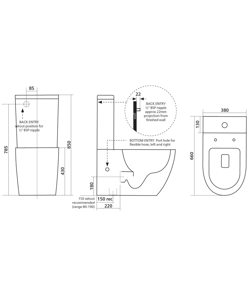 191748 | Arko Wall Faced toilet suite – White Gloss – choice of seats
