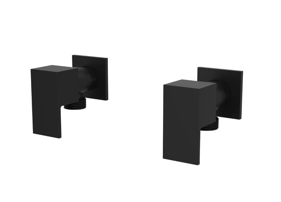 PAR Taps Burj Washing Machine Stops Wall Pair - Matt Black (B20.091.1.34)